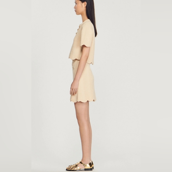 🇫🇷NWT Sandro Knit Scallop Skirt - Picture 4 of 9